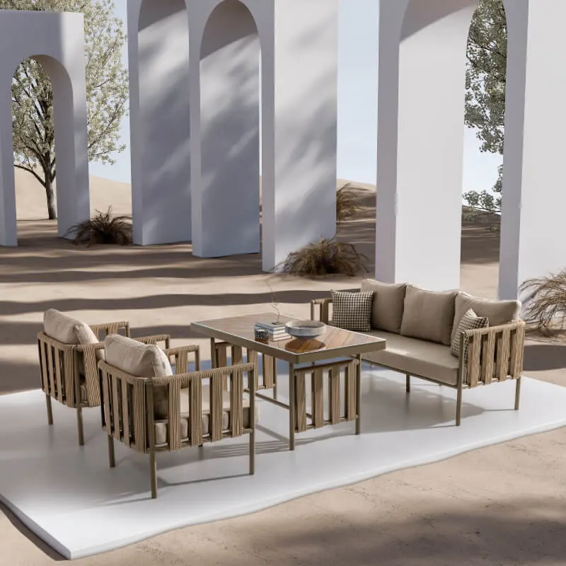 Lizbon Üçlü Oturma Grubu Bej