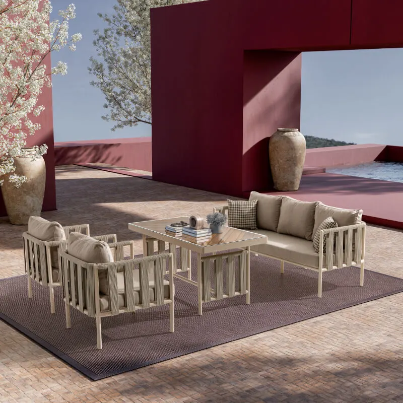 Lizbon Üçlü Oturma Grubu Krem