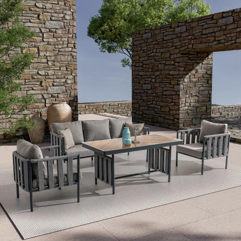 Lizbon Üçlü Oturma Grubu Gri