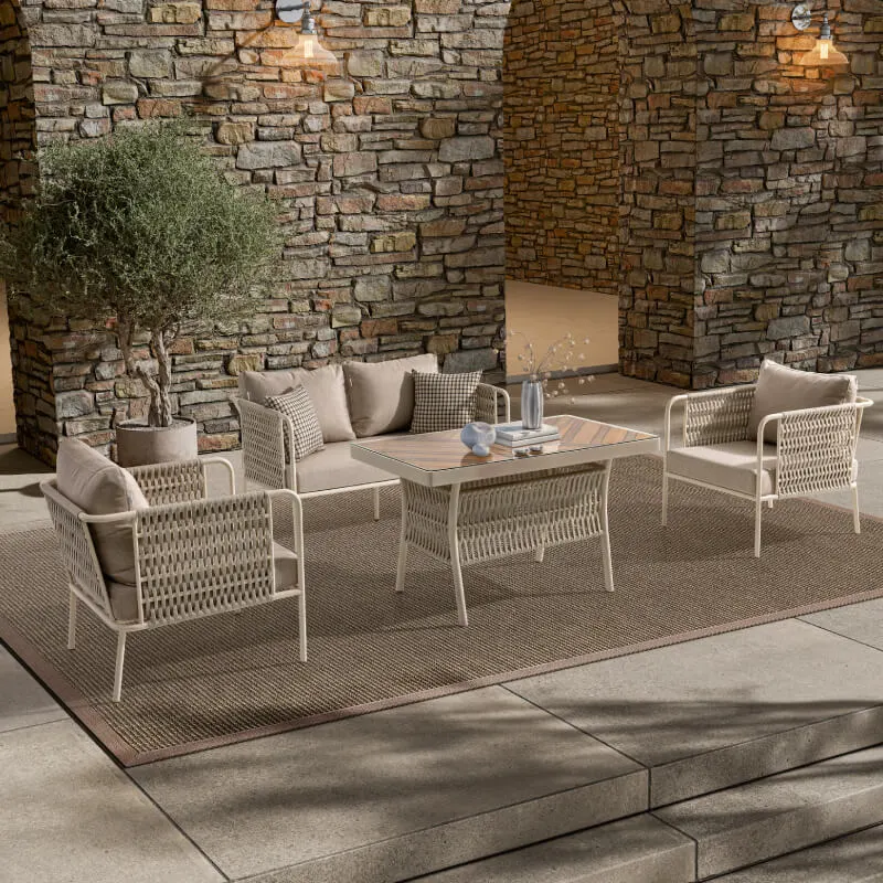 Monaco İkili Oturma Grubu Krem