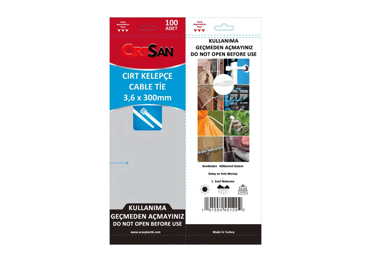 Kablo Bağı 3.6 X 300 Plastik Cırt Kelepçe – Kablo Düzenleyici – Cable Tie